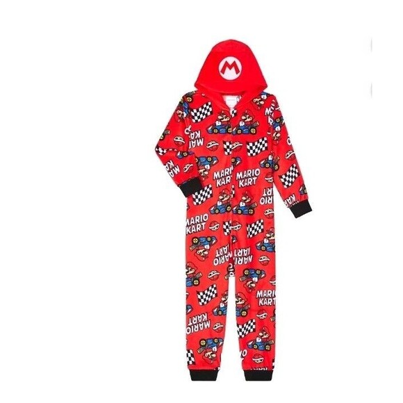 MARIO KART Other - Mario Kart Pajama For Boys Size Small 6/7 Red Hooded Full Zip